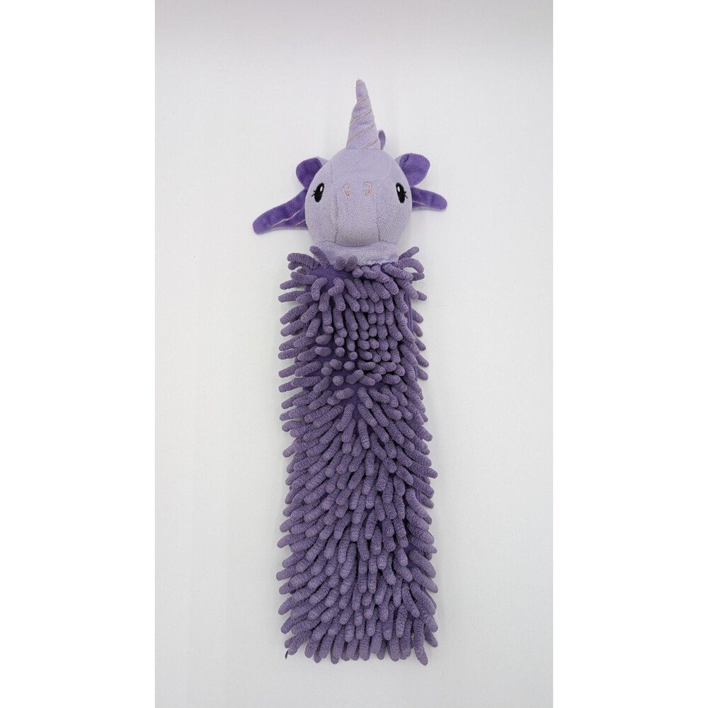 Norwex Pet to Dry Purple Unicorn Chenile Microfiber Hand Towel w/Hanging Loop